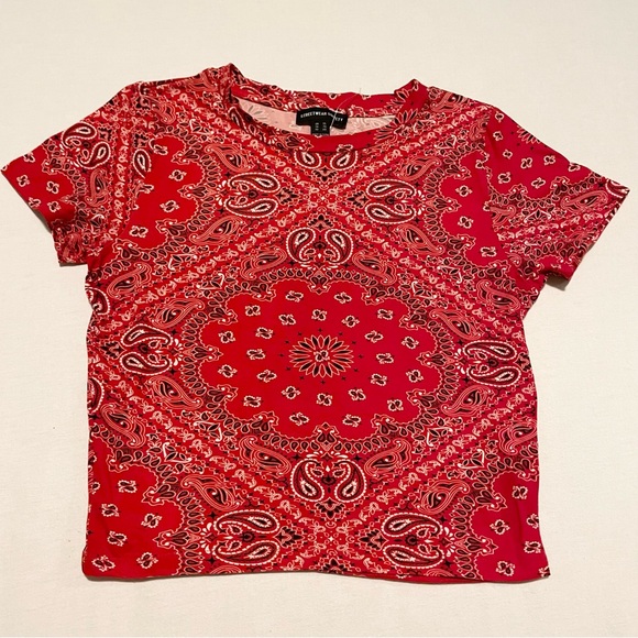 Streetwear Society Tops - Streetwear Society Paisley Red Bandana Womens Tshirt Size XL Shirt